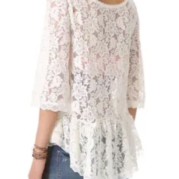 EUC FP LILLY IVORY SHEER LACE TOP - Picture 2 of 4